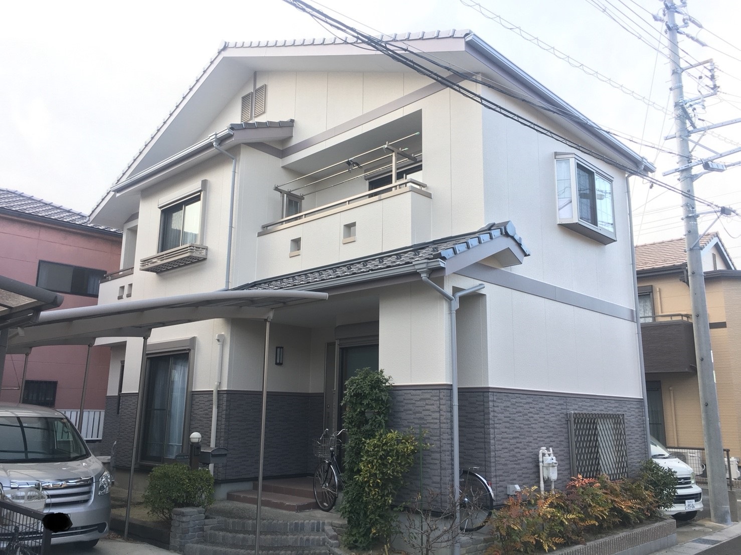 外壁塗装工事　シーリング工事　足場