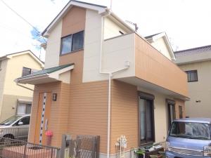 一宮市にて外壁塗装工事を行いました。やわらかいカラーの素敵なお家に仕上がりました。